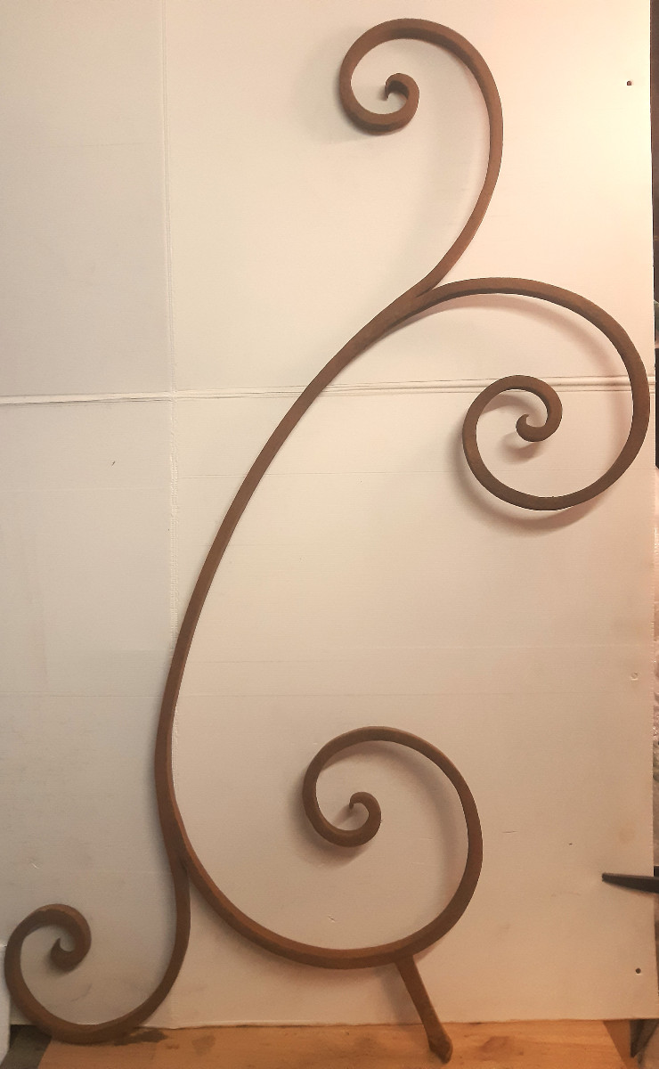 Large Wall Sconce (1.41m) Wrought Iron Sign Holder Light Fixture Louis XV Style-photo-5