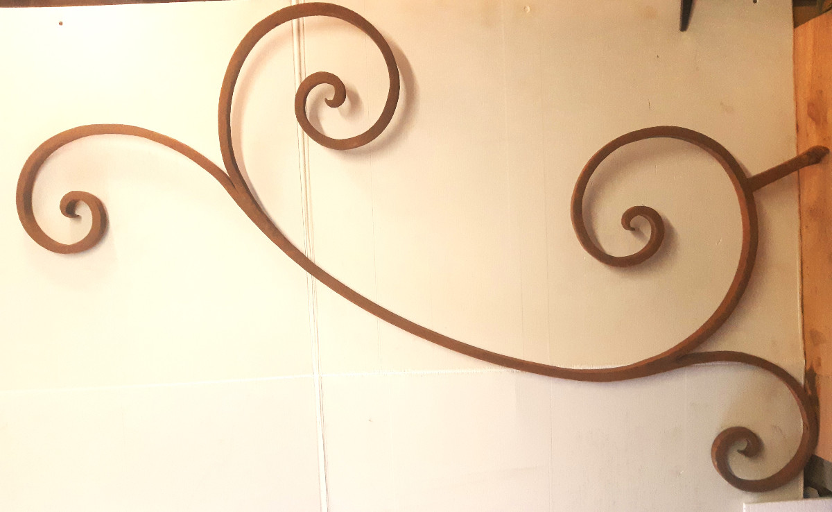 Large Wall Sconce (1.41m) Wrought Iron Sign Holder Light Fixture Louis XV Style