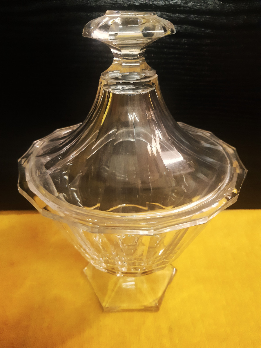 Baccarat St. Louis Style Cut Crystal Candy Dish, Sweets Bowl, Jam Pot, Sugar Bowl-photo-2