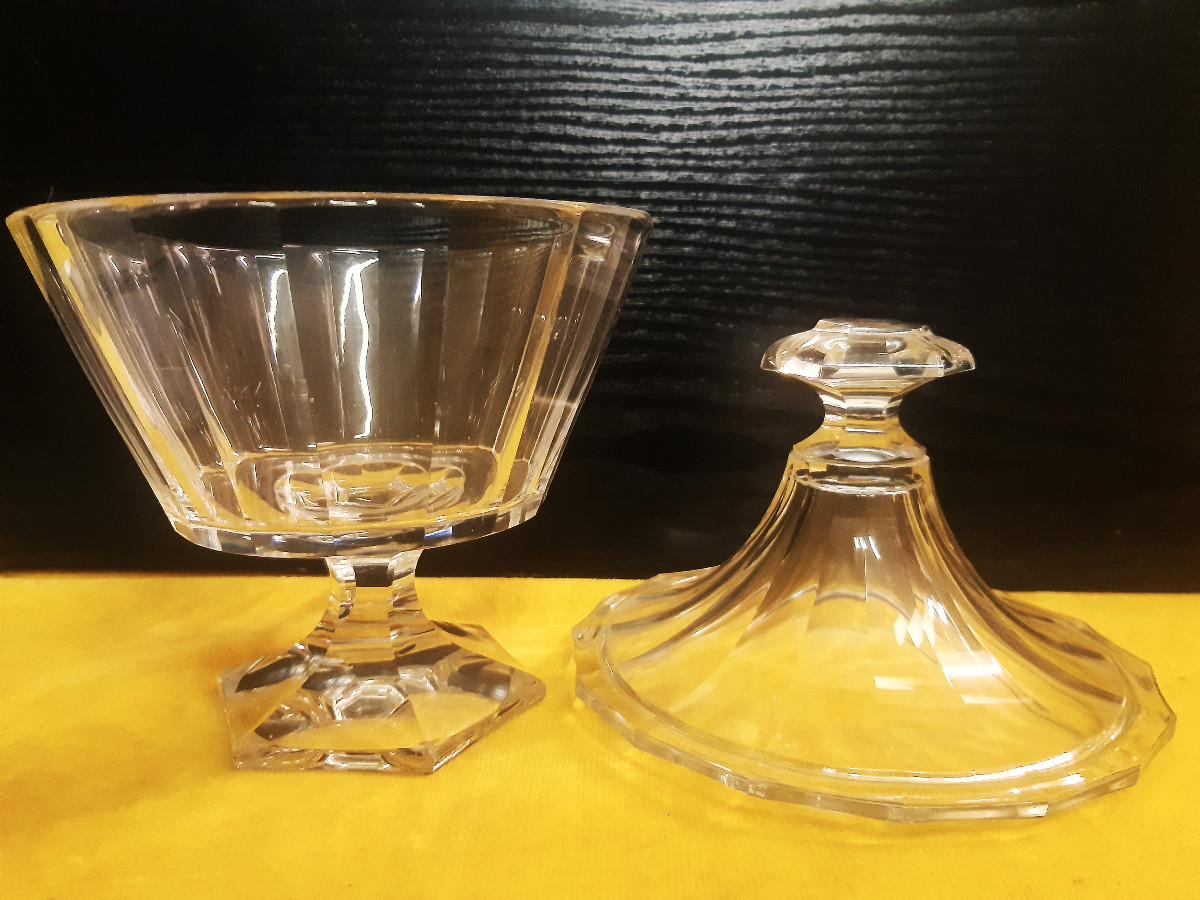 Baccarat St. Louis Style Cut Crystal Candy Dish, Sweets Bowl, Jam Pot, Sugar Bowl-photo-3