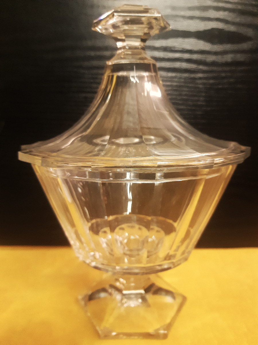 Baccarat St. Louis Style Cut Crystal Candy Dish, Sweets Bowl, Jam Pot, Sugar Bowl