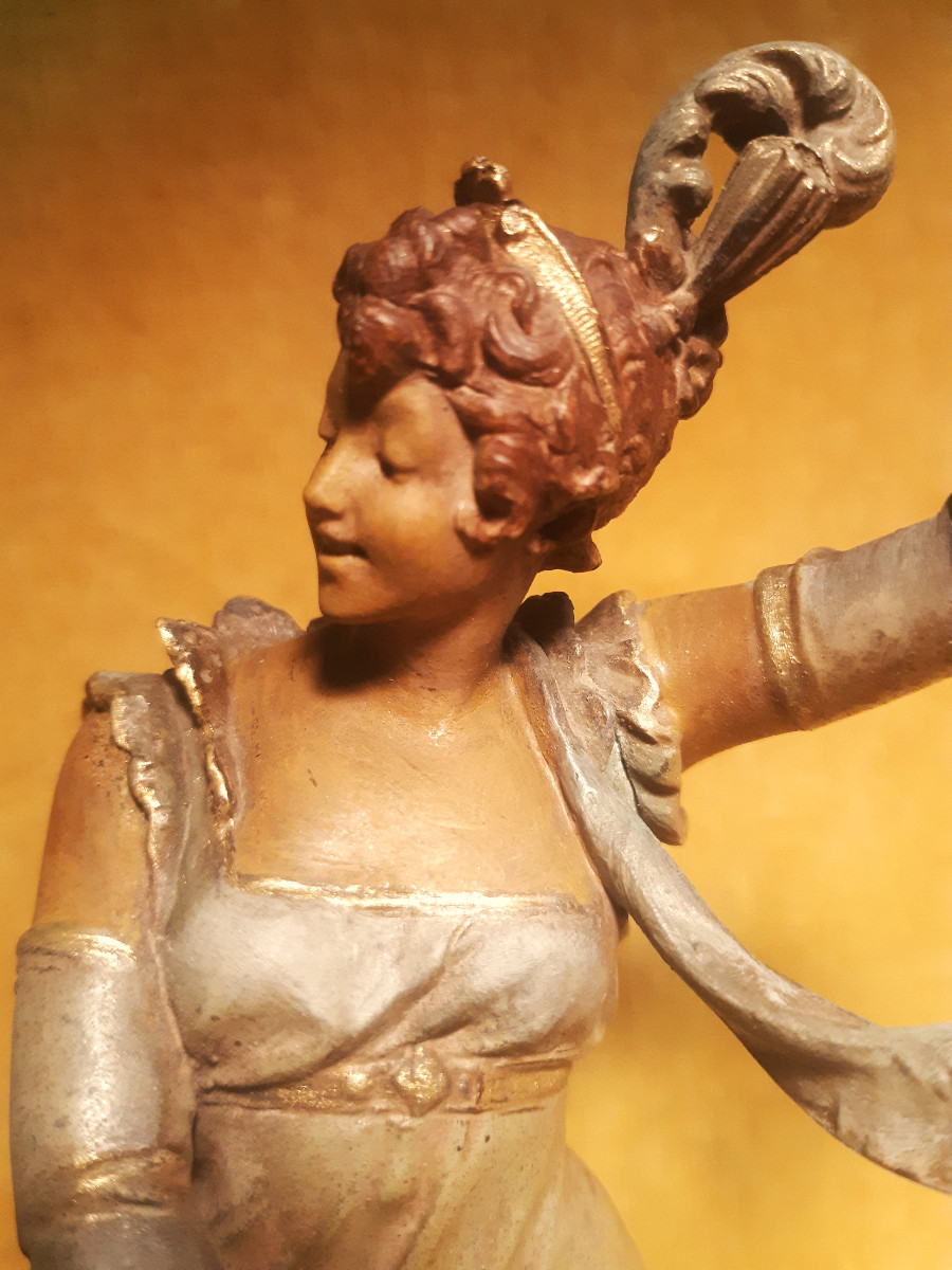 Polychrome Statuette Of A Young Woman By Vincent Désiré Faure De Brousse (1876-1908)-photo-1