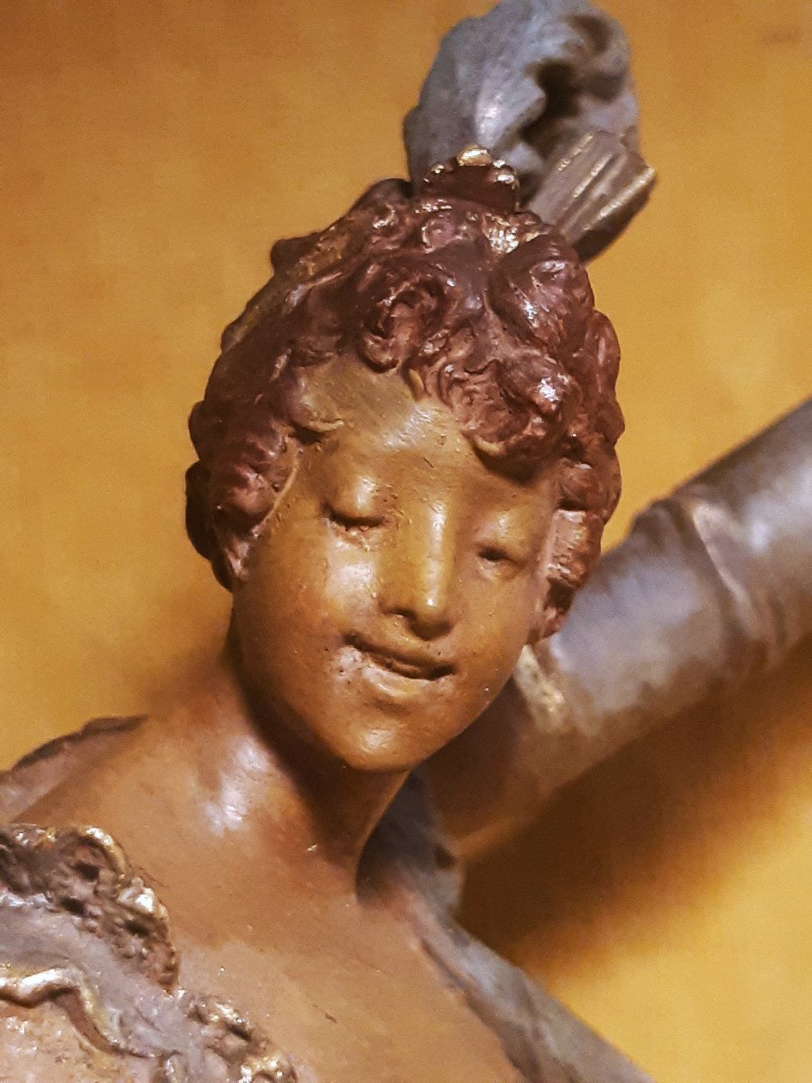 Polychrome Statuette Of A Young Woman By Vincent Désiré Faure De Brousse (1876-1908)-photo-2