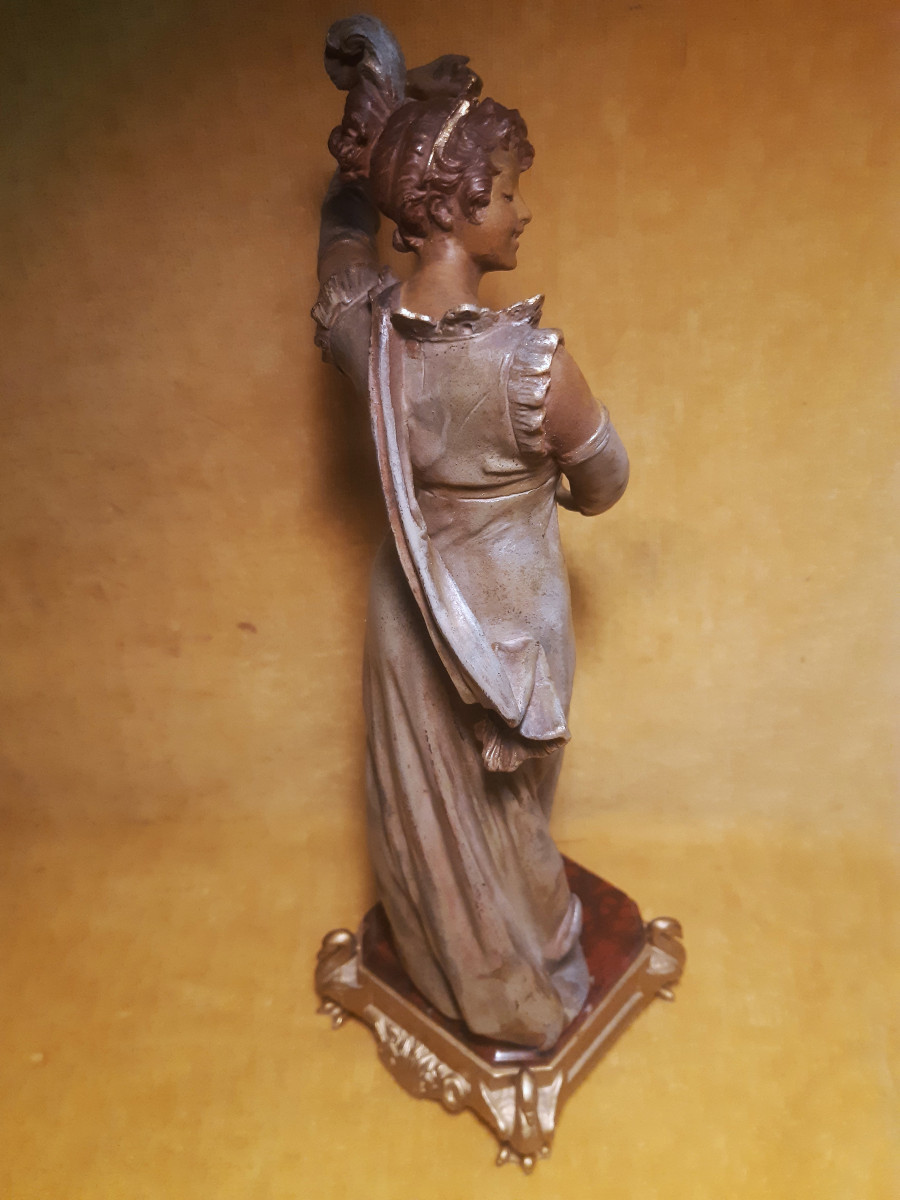 Polychrome Statuette Of A Young Woman By Vincent Désiré Faure De Brousse (1876-1908)-photo-4