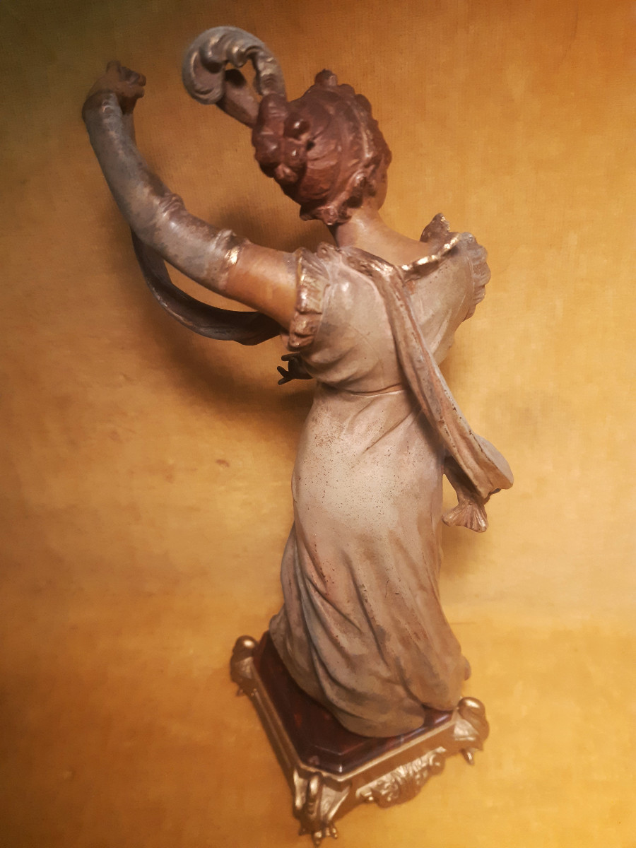 Polychrome Statuette Of A Young Woman By Vincent Désiré Faure De Brousse (1876-1908)-photo-5