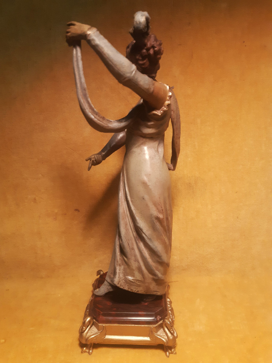 Polychrome Statuette Of A Young Woman By Vincent Désiré Faure De Brousse (1876-1908)-photo-6