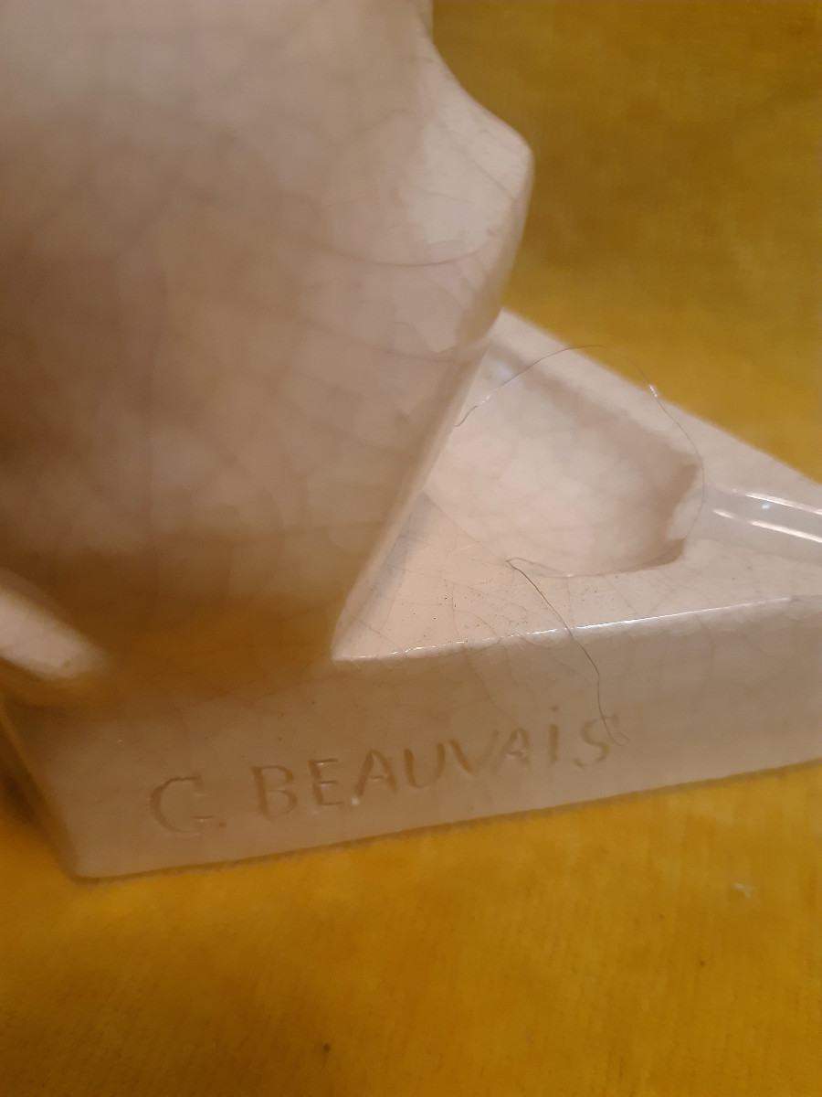 Céramique Craquelée Art Déco  1930 Lièvre KAZA Edit par Gabriel BEAUVAIS Sculpteur (XIX-XX) -photo-4