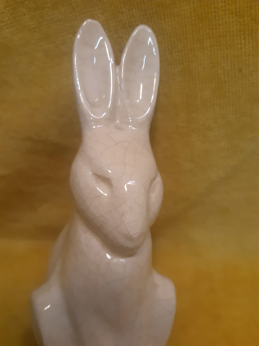 Céramique Craquelée Art Déco  1930 Lièvre KAZA Edit par Gabriel BEAUVAIS Sculpteur (XIX-XX) -photo-4