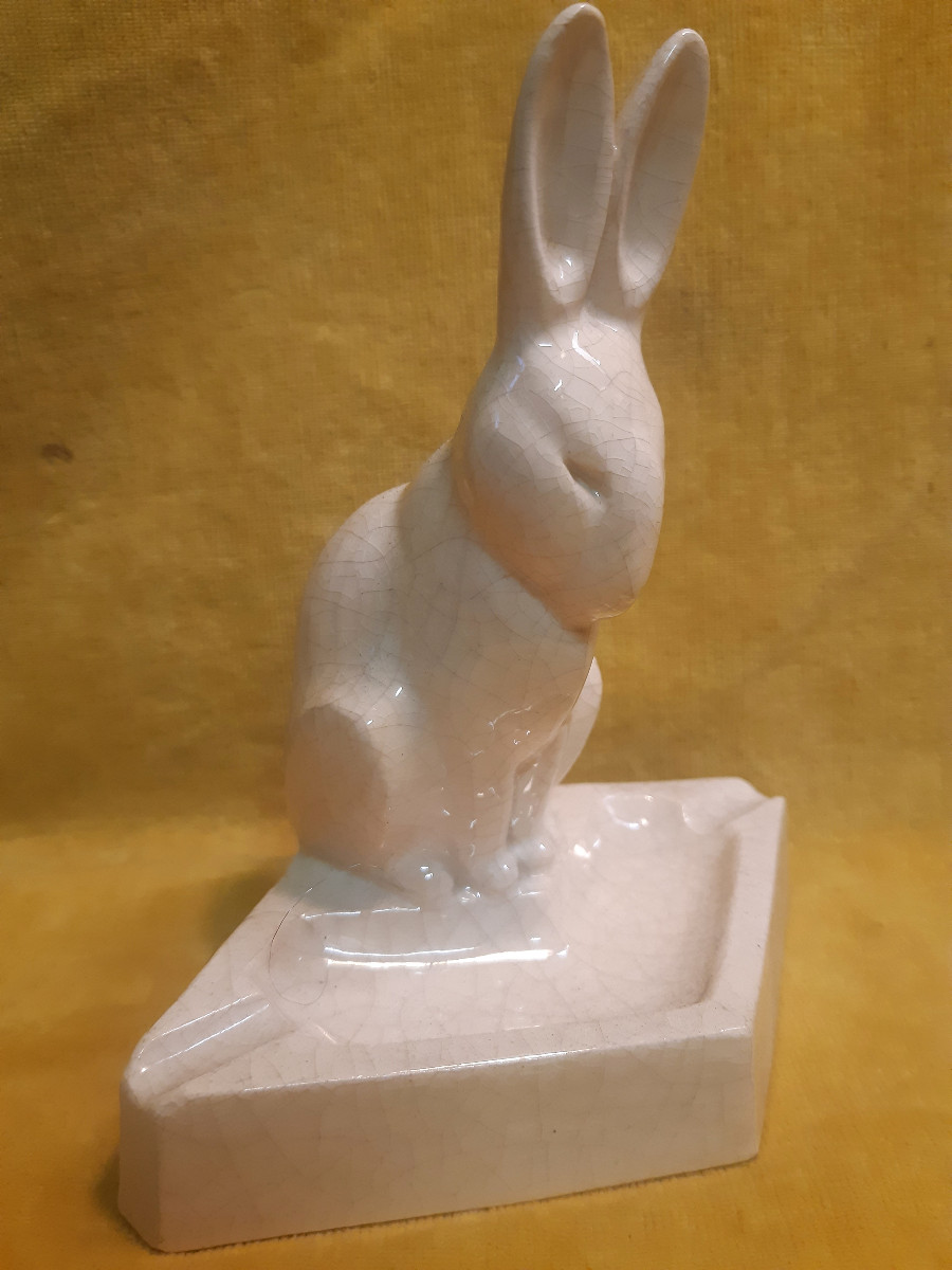 Céramique Craquelée Art Déco  1930 Lièvre KAZA Edit par Gabriel BEAUVAIS Sculpteur (XIX-XX) 