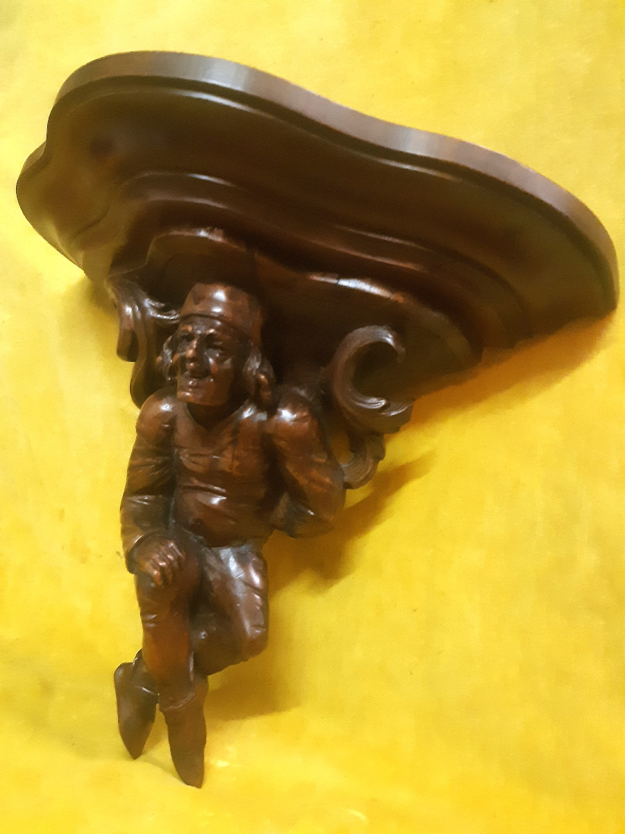Harness Wall Bracket Wall Bracket Gothic Character Carved Walnut Black Forest19th-photo-8
