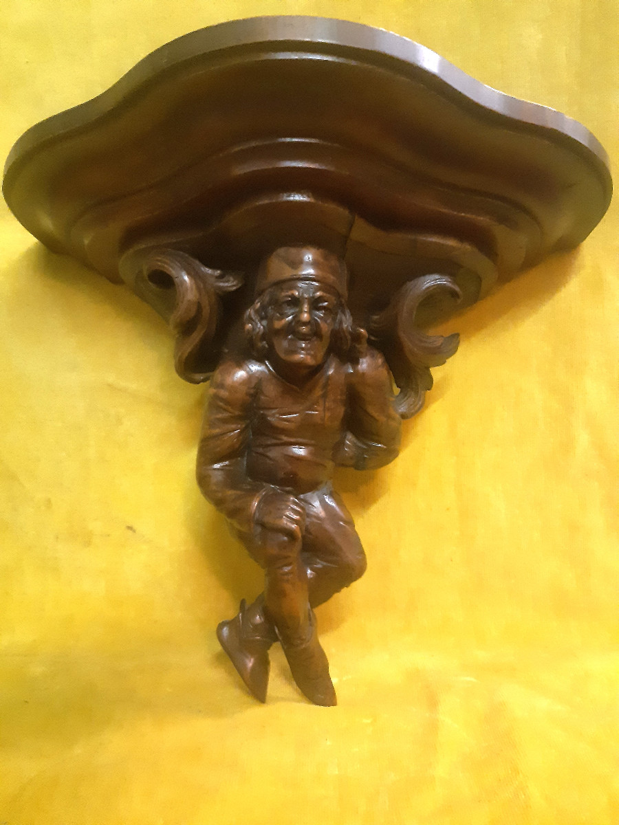 Harness Wall Bracket Wall Bracket Gothic Character Carved Walnut Black Forest19th