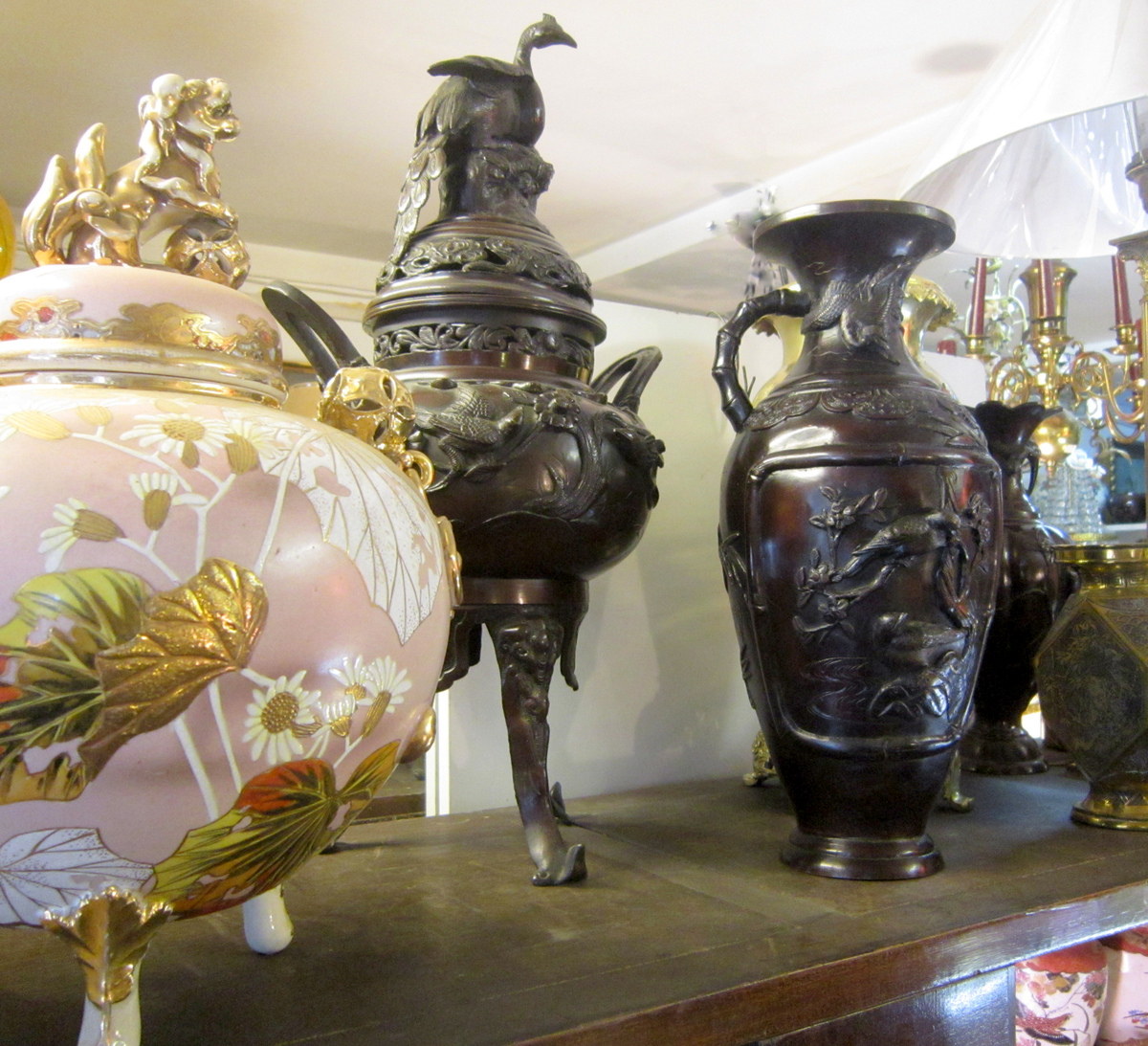 Big Censer Bronze Chimera Japan Meiji 19th-photo-3