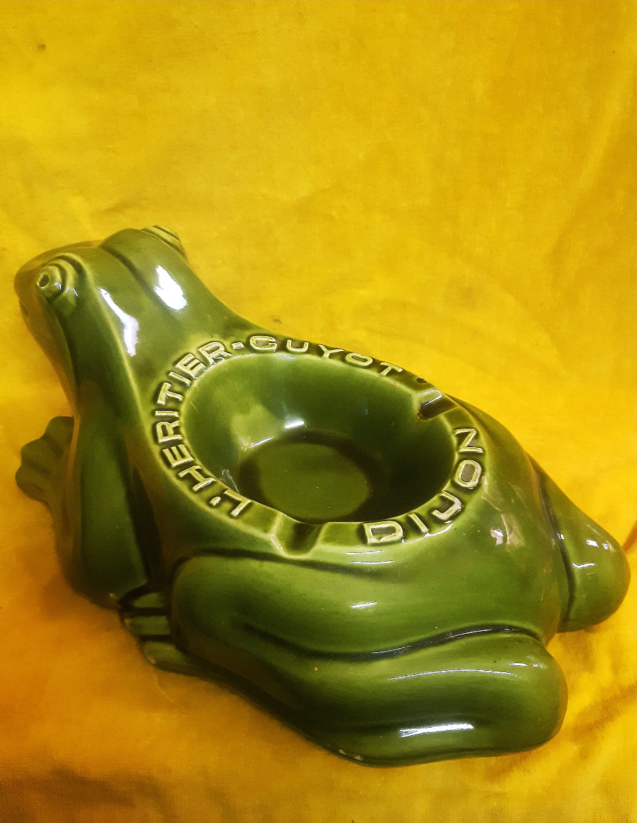 Grande Grenouille Cendrier Pub Bar Comptoir L’Héritier Guyot Dijon Mascotte Vintage  Années 60-photo-2