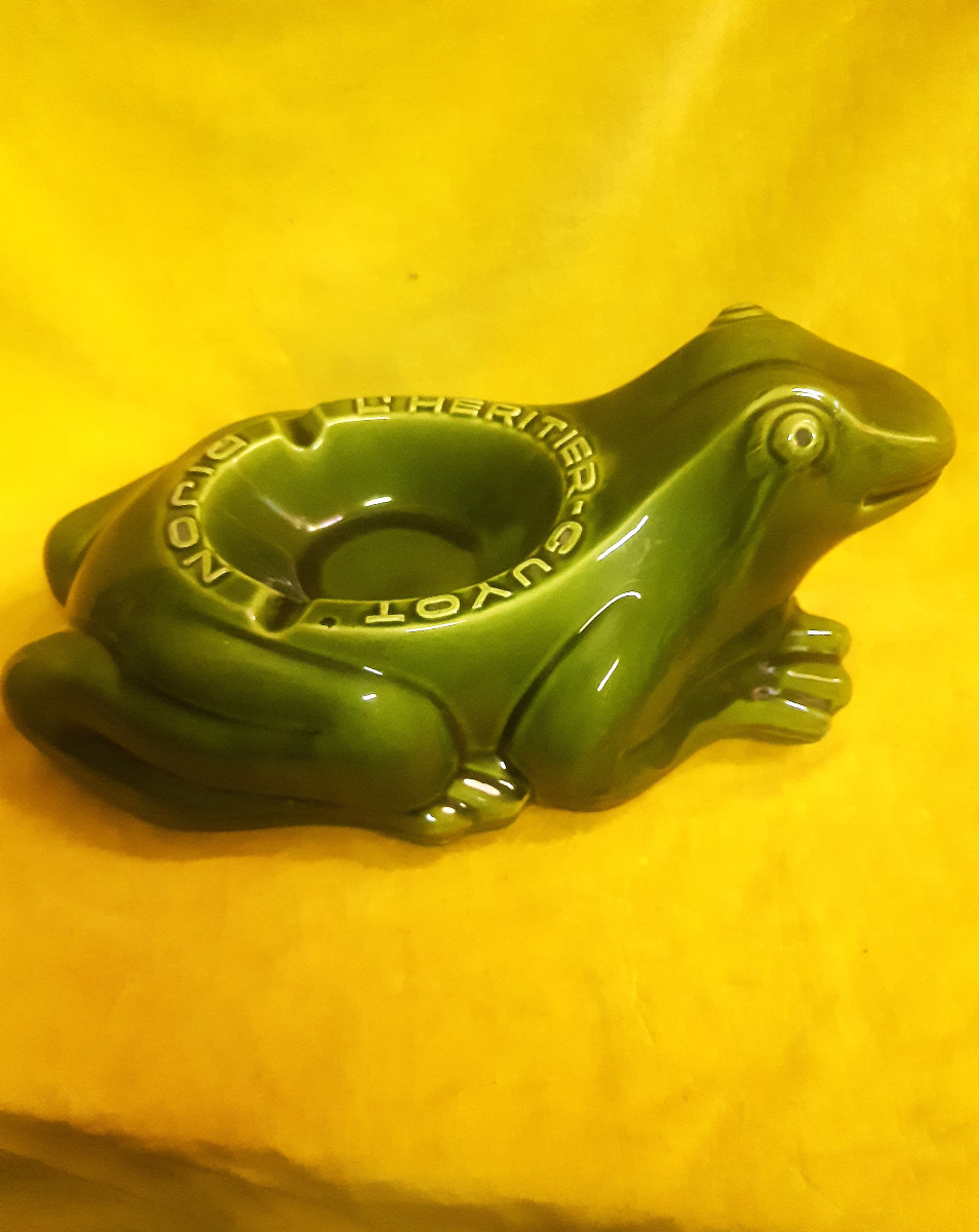 Grande Grenouille Cendrier Pub Bar Comptoir L’Héritier Guyot Dijon Mascotte Vintage  Années 60-photo-1