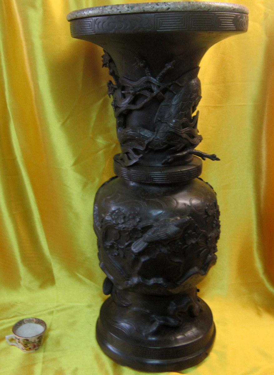 Very Large Bronze Vase Selette Imperial Japan Meiji 19th-photo-3