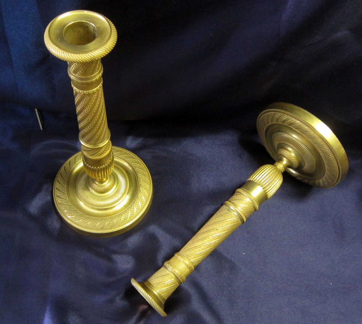 Large Candle Holders Torches Food Empire Gilt Bronze 19th-photo-1