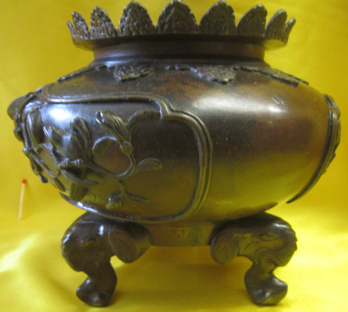 Vase Bronze Tripod Imperial Japan Meiji 19th-photo-2