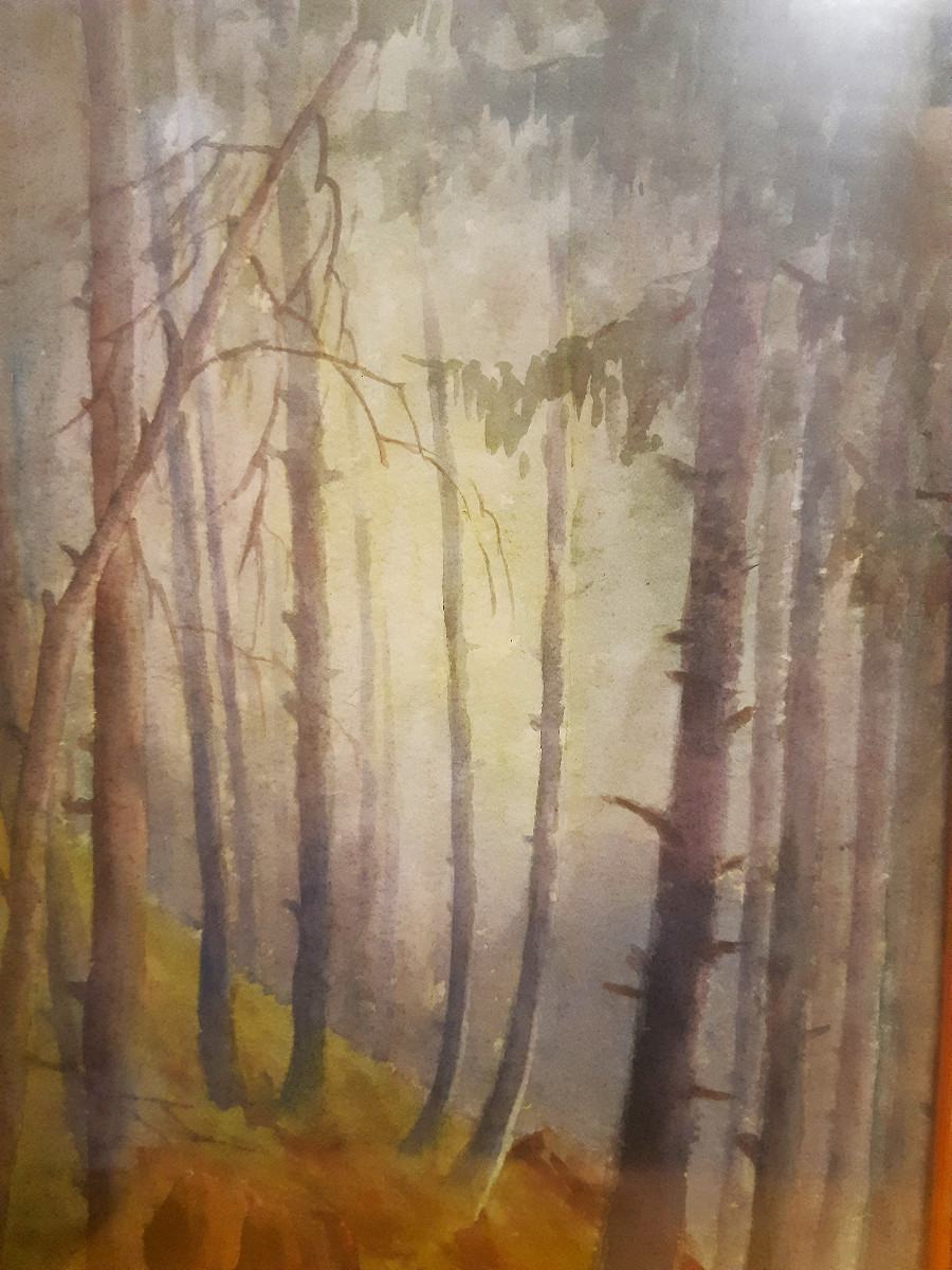 Paire d’ Aquarelles Chapelle et Sous-bois Style Impressionniste Marceline AMBLOT (1897-1935)-photo-4