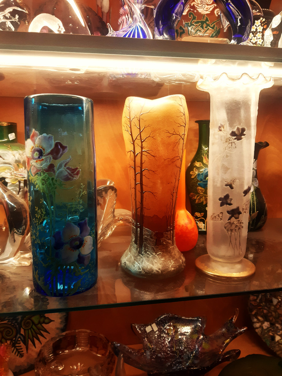 Vase Legras (1839-1916) Montjoye St Denis Paysage d'Hiver Enamelled Art Nouveau -photo-7