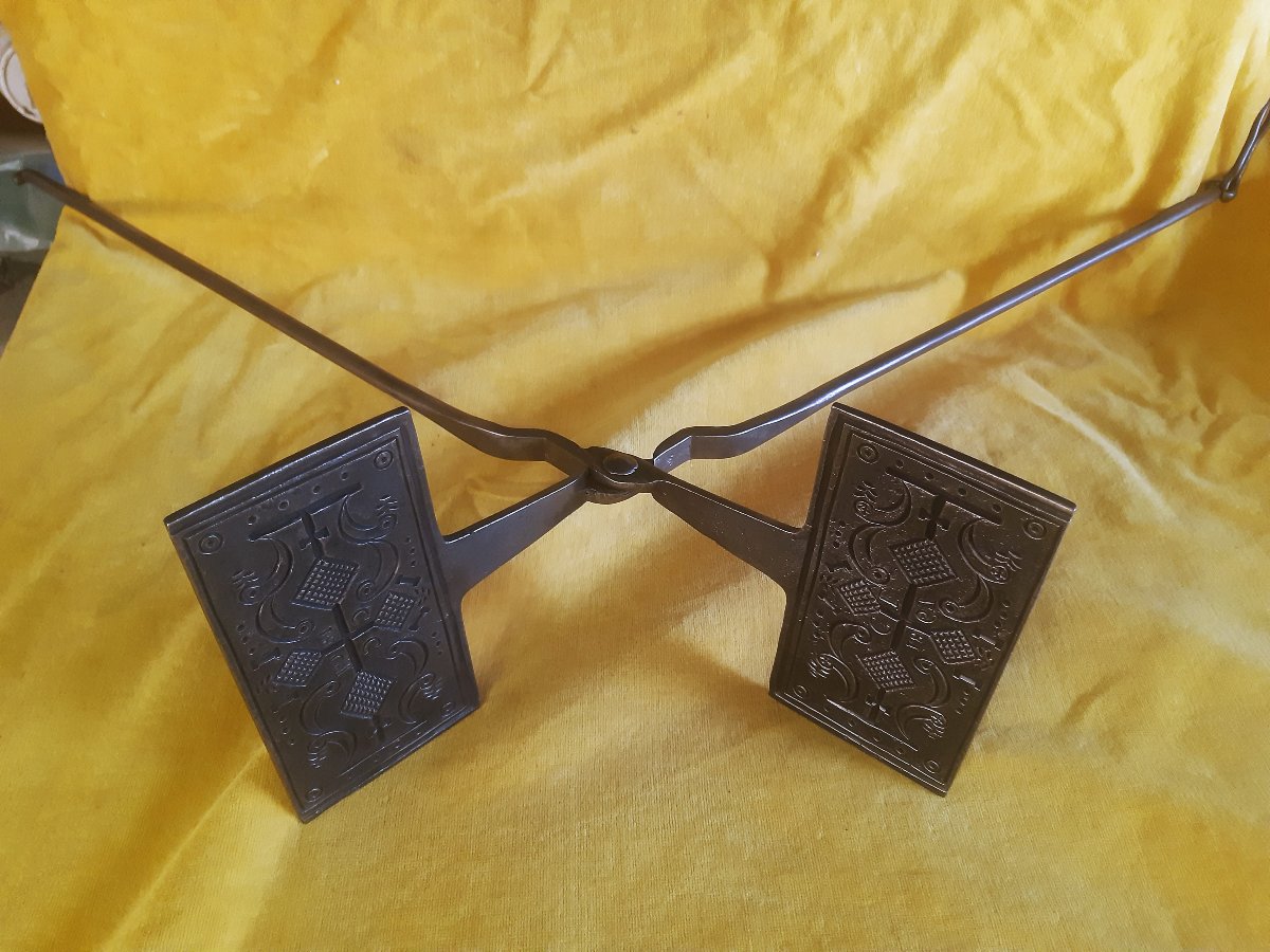 Gaufrier de Mariage 1867 Moule à Oubliés du Perche ( ?) Fer Forgé Ouvragé 19éme-photo-3