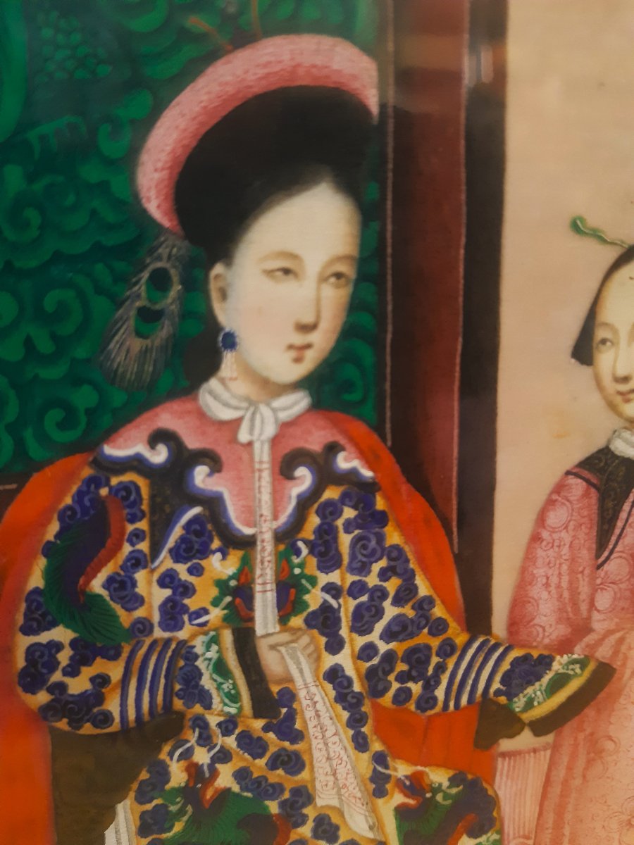 Couple Dignitaire et Servant  Opium Ecole Canton 19éme Concession Française Chine Impériale   -photo-3