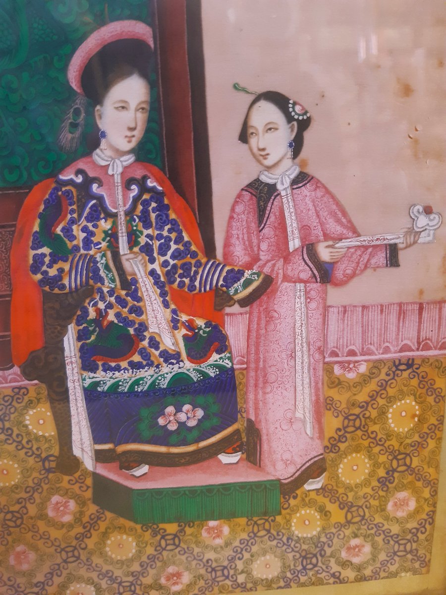 Couple Dignitaire et Servant  Opium Ecole Canton 19éme Concession Française Chine Impériale   -photo-4