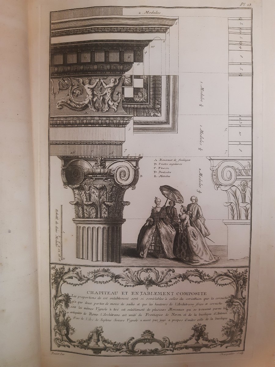 Livre Règle des 5 Ordres d’Architecture Jacques BAROZZIO  DE VIGNOLE 1767 Michel-Ange,Vitruve..-photo-7
