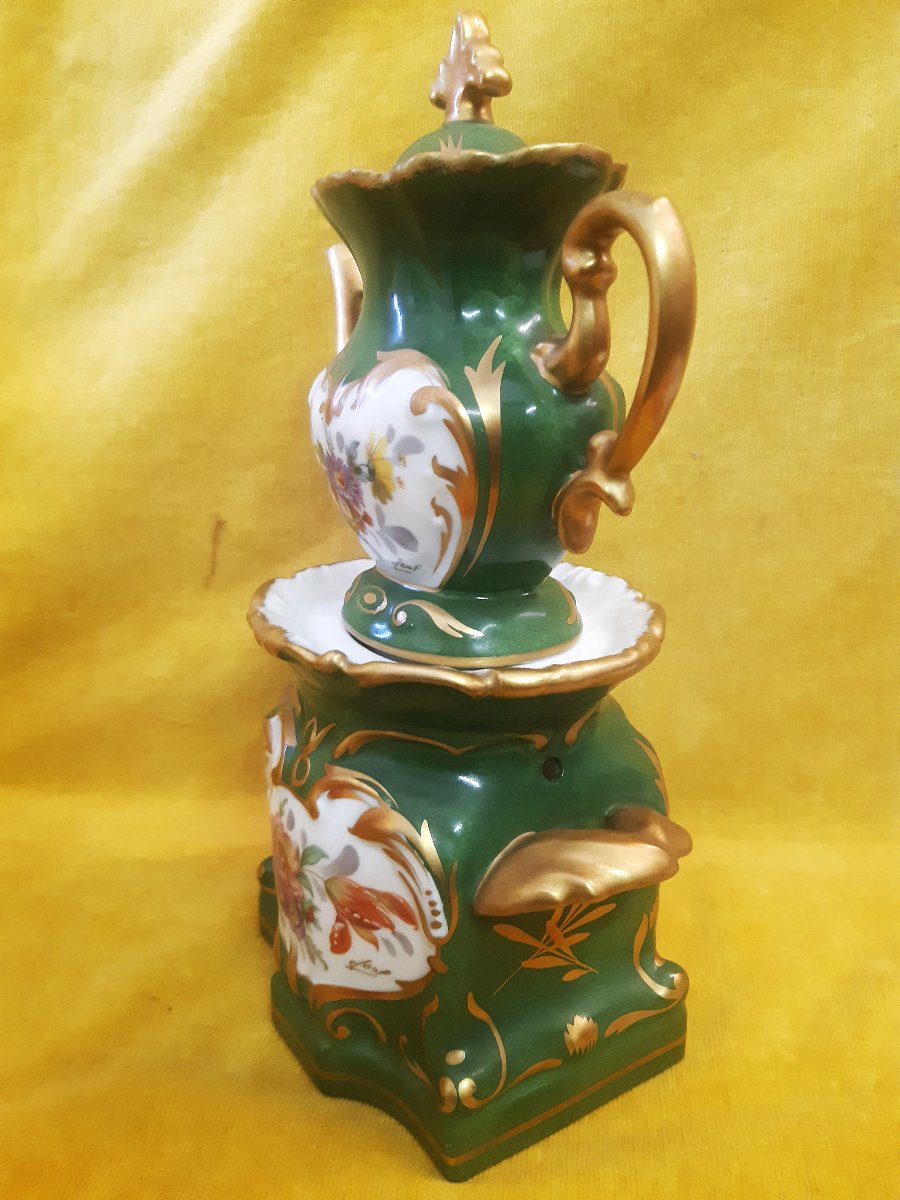 Tisanière Porcelaine Dure LIMOGES Décor Fleurs Peintes St LXV Rocaille-photo-2