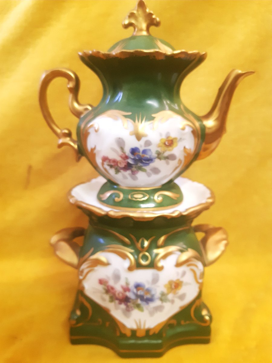 Tisanière Porcelaine Dure LIMOGES Décor Fleurs Peintes St LXV Rocaille-photo-3
