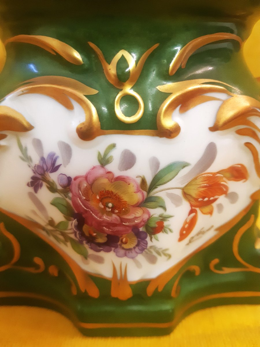 Tisanière Porcelaine Dure LIMOGES Décor Fleurs Peintes St LXV Rocaille-photo-1