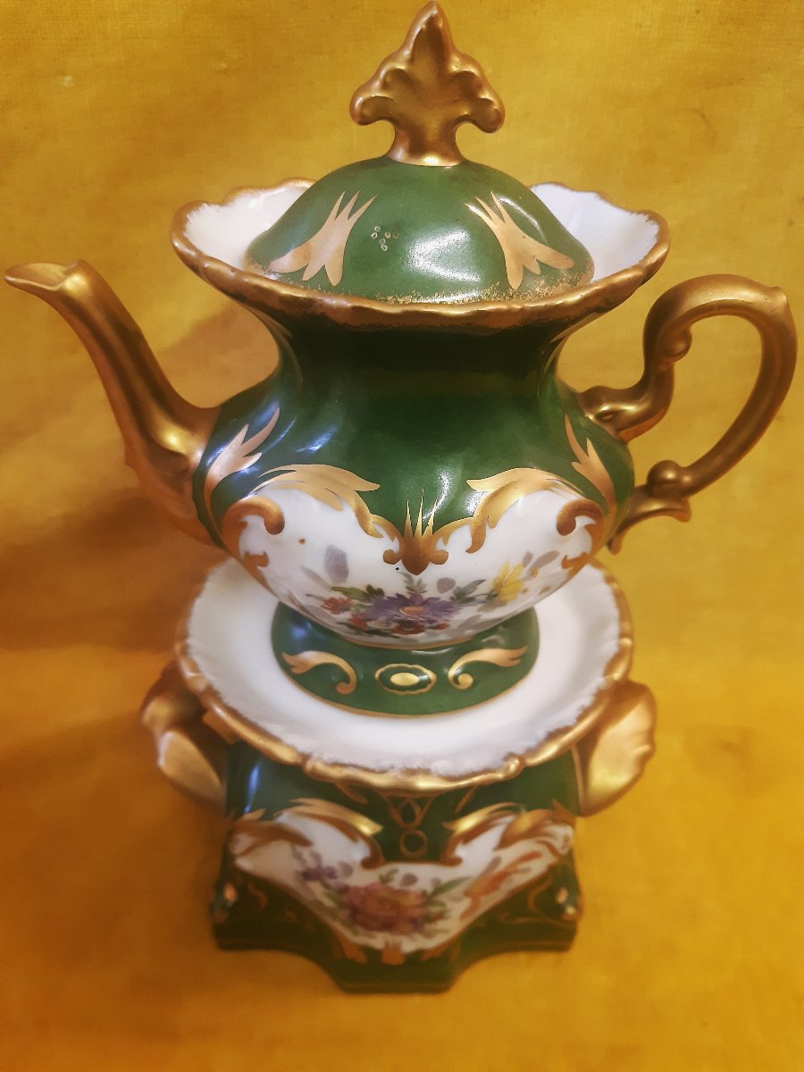 Tisanière Porcelaine Dure LIMOGES Décor Fleurs Peintes St LXV Rocaille-photo-6