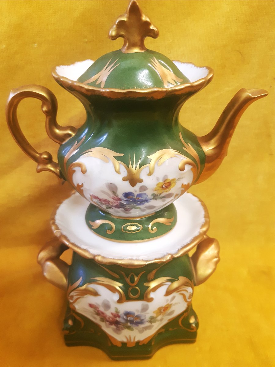 Tisanière Porcelaine Dure LIMOGES Décor Fleurs Peintes St LXV Rocaille-photo-7