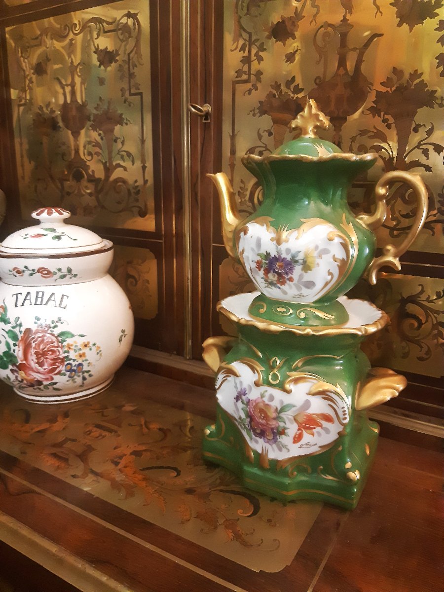 Tisanière Porcelaine Dure LIMOGES Décor Fleurs Peintes St LXV Rocaille-photo-8