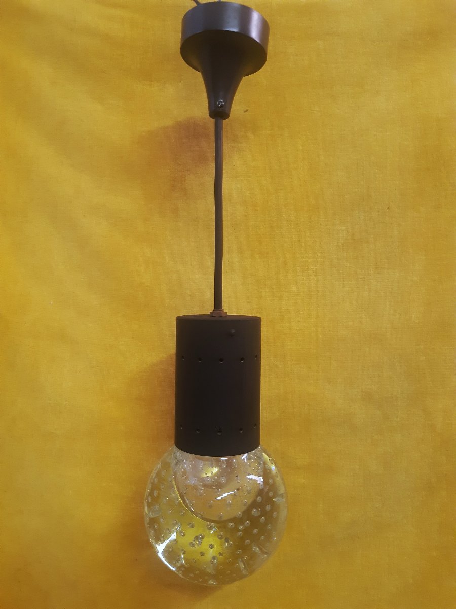 Vintage 1960s-1970s Murano Veronese Seguso Technical Bubble-style Ceiling Pendant Light-photo-2