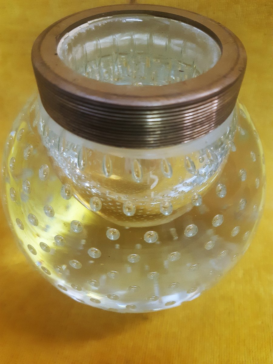 Vintage 1960s-1970s Murano Veronese Seguso Technical Bubble-style Ceiling Pendant Light-photo-3