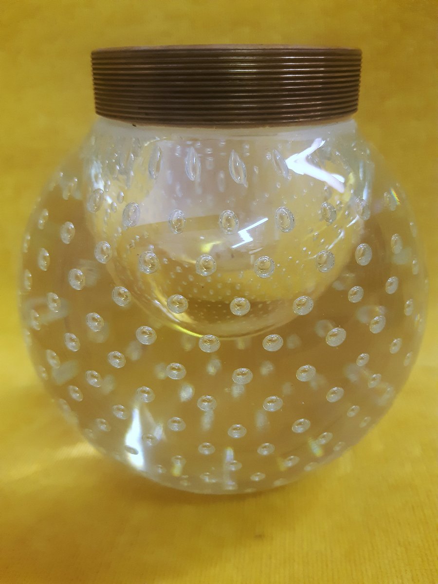 Vintage 1960s-1970s Murano Veronese Seguso Technical Bubble-style Ceiling Pendant Light-photo-4