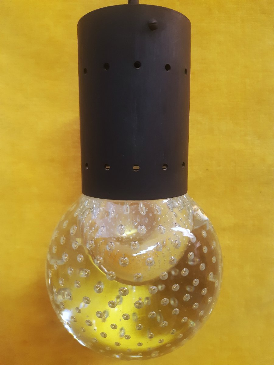 Vintage 1960s-1970s Murano Veronese Seguso Technical Bubble-style Ceiling Pendant Light