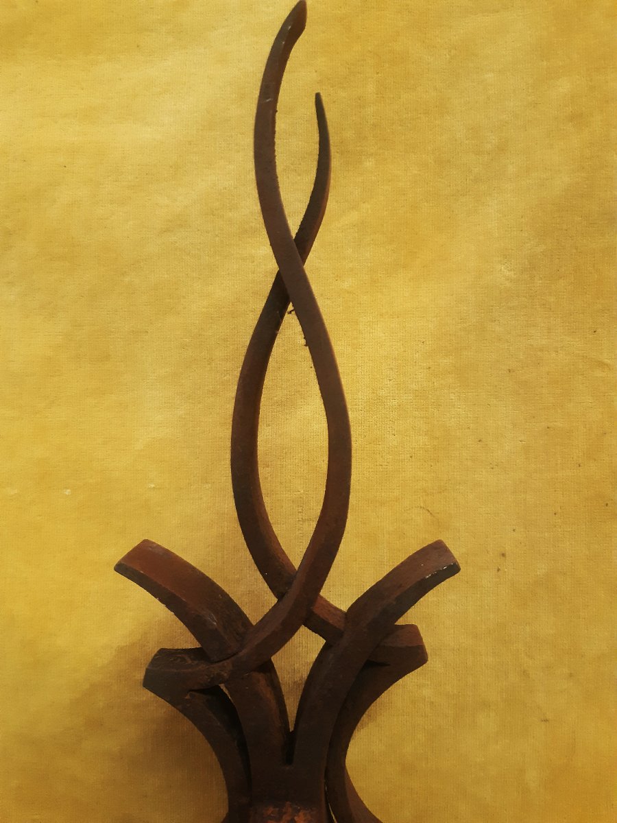 Paire de Chenets Fer Forgé Modèle “Flamme” Art déco  Raymond SUBES (1893-1970)-photo-3