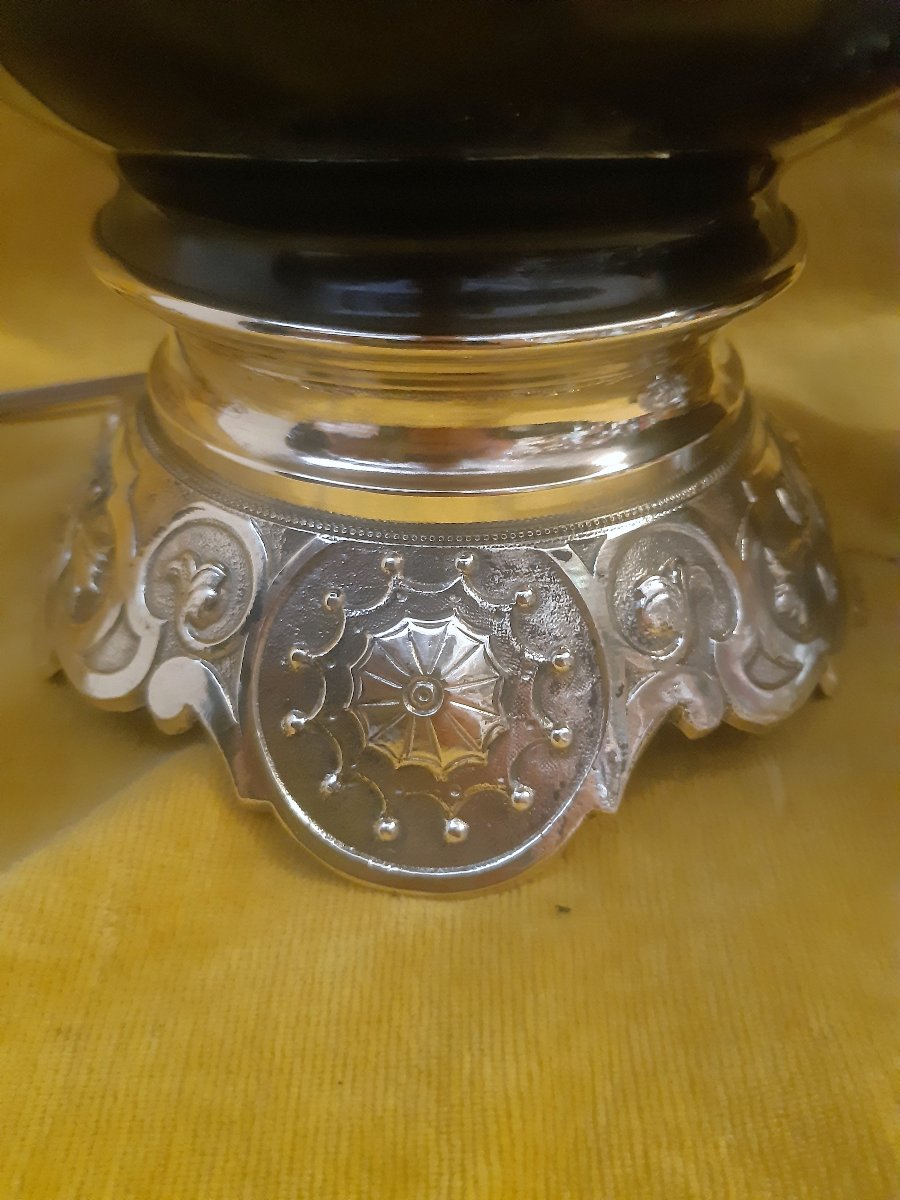 Pair Of Electrified Empire-style Kerosene Lamps, Porcelain With Greek-style Bronze Finishes, Napoleon III-photo-7