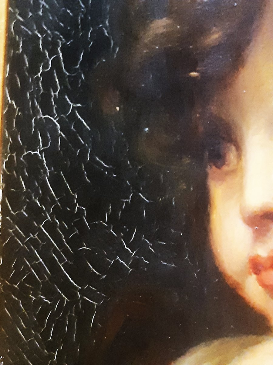 Portrait d’Enfant Huile sur Bois St XVIIIe de C.PERRAULT Année 50/60-photo-2