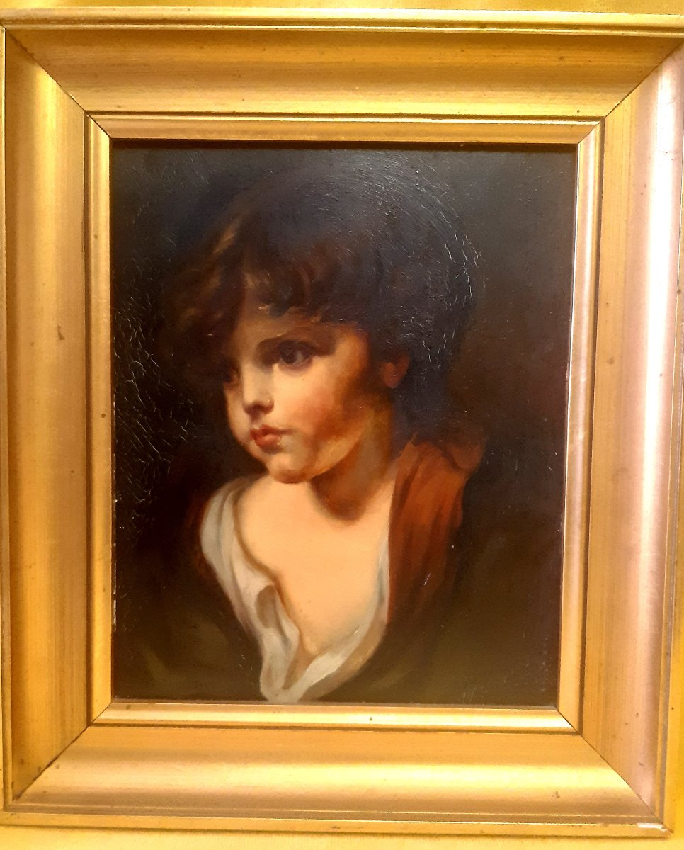 Portrait d’Enfant Huile sur Bois St XVIIIe de C.PERRAULT Année 50/60-photo-6