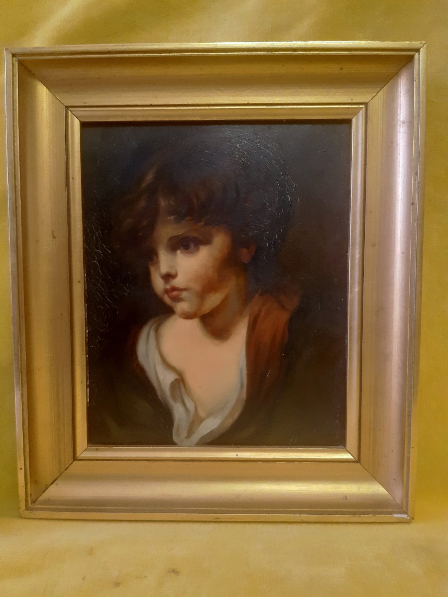 Portrait d’Enfant Huile sur Bois St XVIIIe de C.PERRAULT Année 50/60