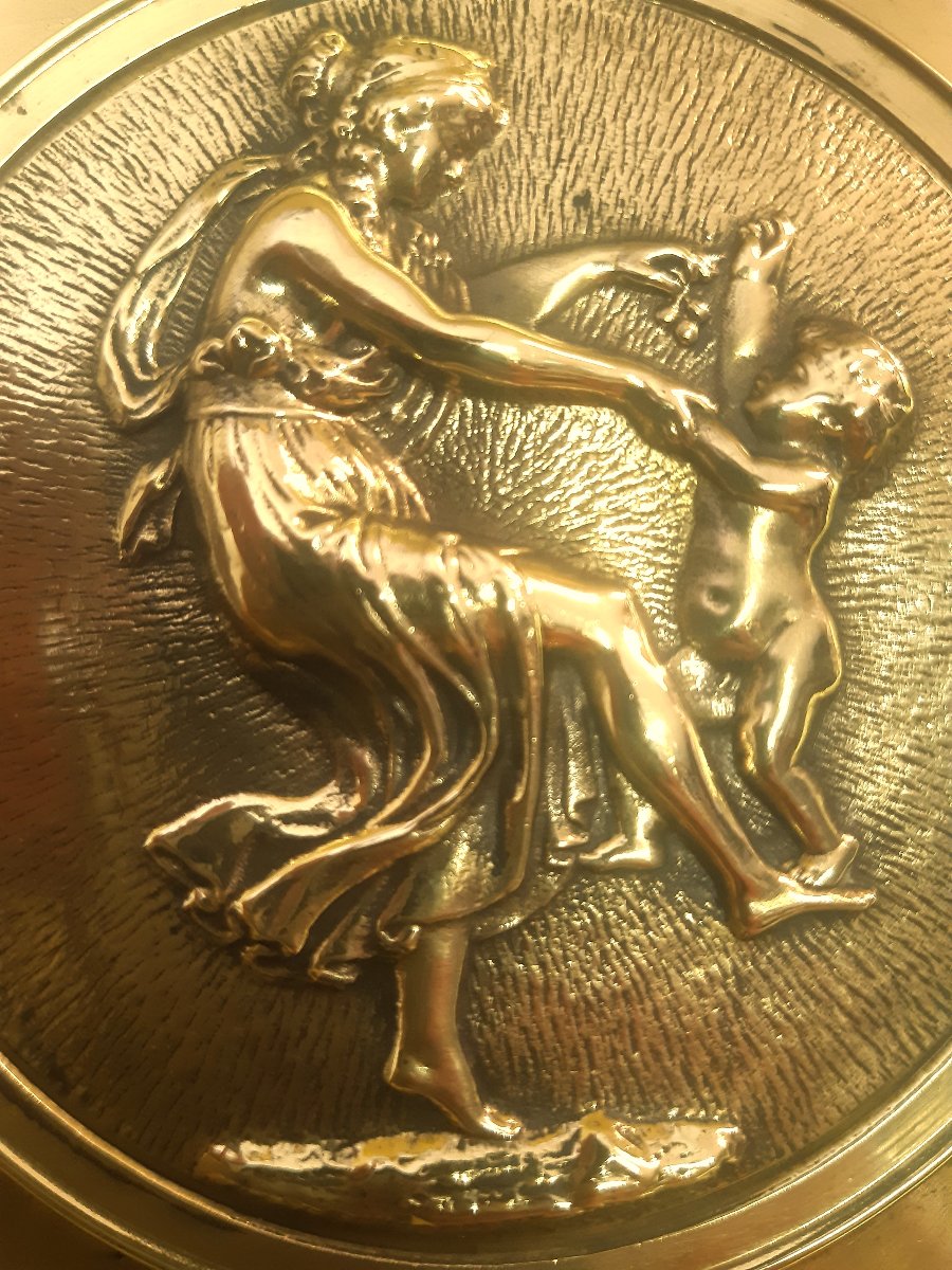  Grande Coupe Bronze Doré Centre de Table Décor à l’ Antique "Danse du Printemps"Empire 19éme-photo-4