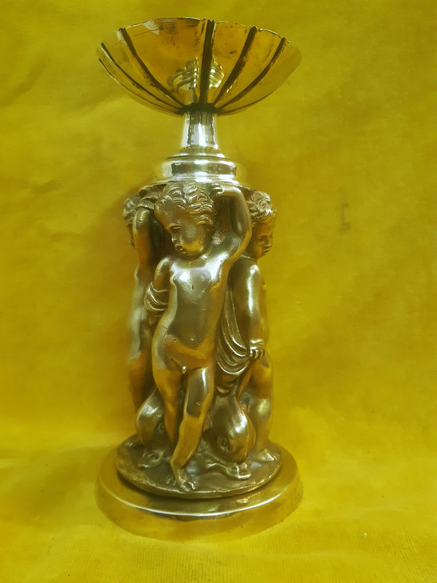 Round Table Centerpiece With Putties, Cherubs, And Dolphins By St. Clodion, Bronze And Gilded Brass, 18th Century-photo-2