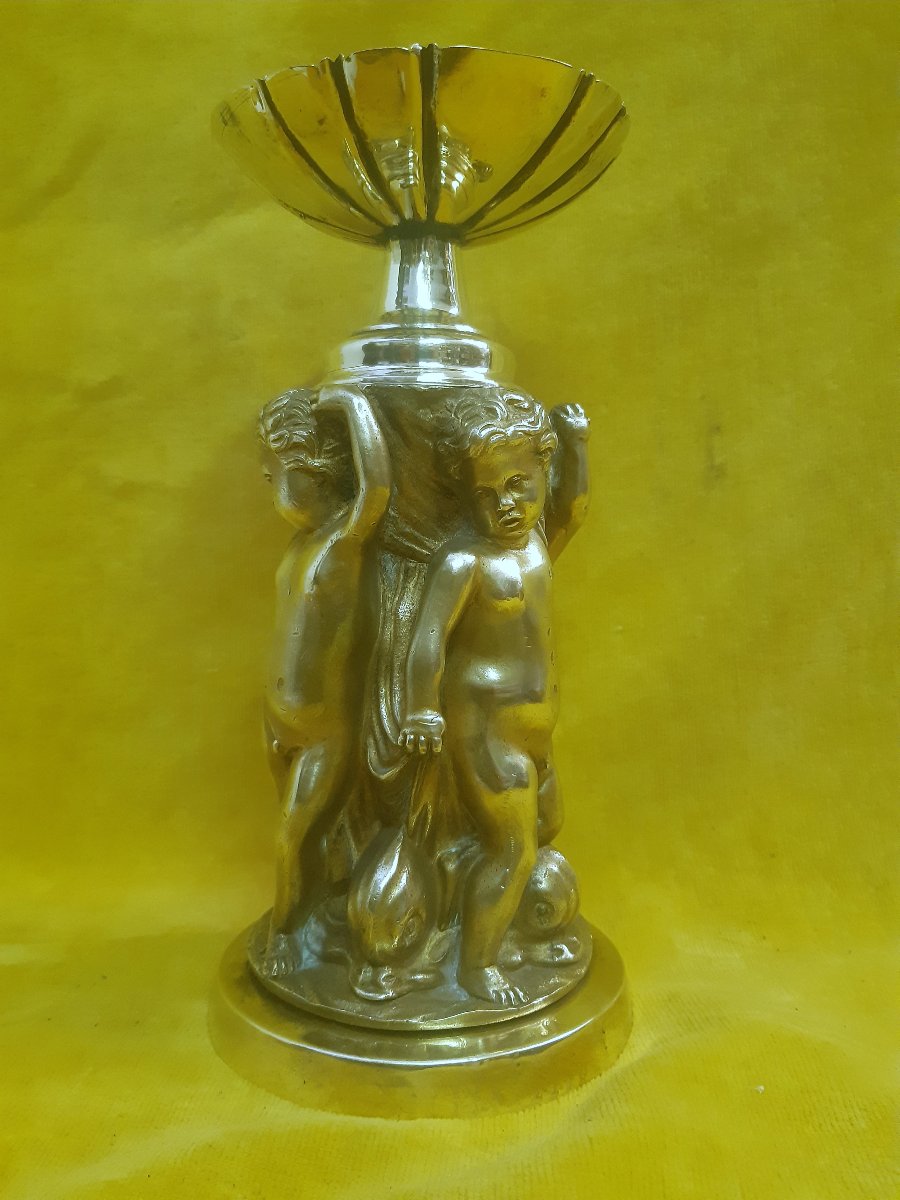 Round Table Centerpiece With Putties, Cherubs, And Dolphins By St. Clodion, Bronze And Gilded Brass, 18th Century-photo-3