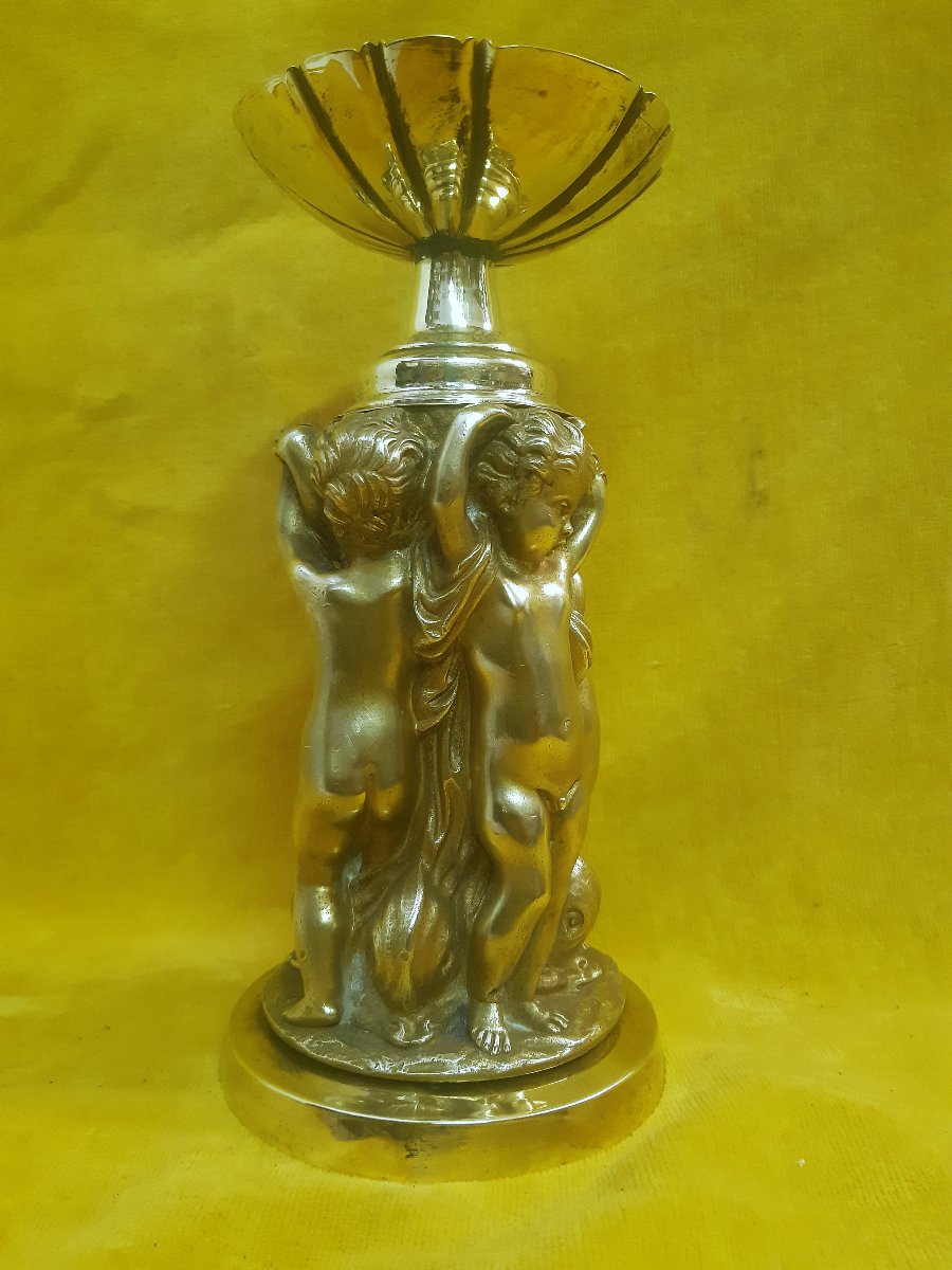 Round Table Centerpiece With Putties, Cherubs, And Dolphins By St. Clodion, Bronze And Gilded Brass, 18th Century-photo-3