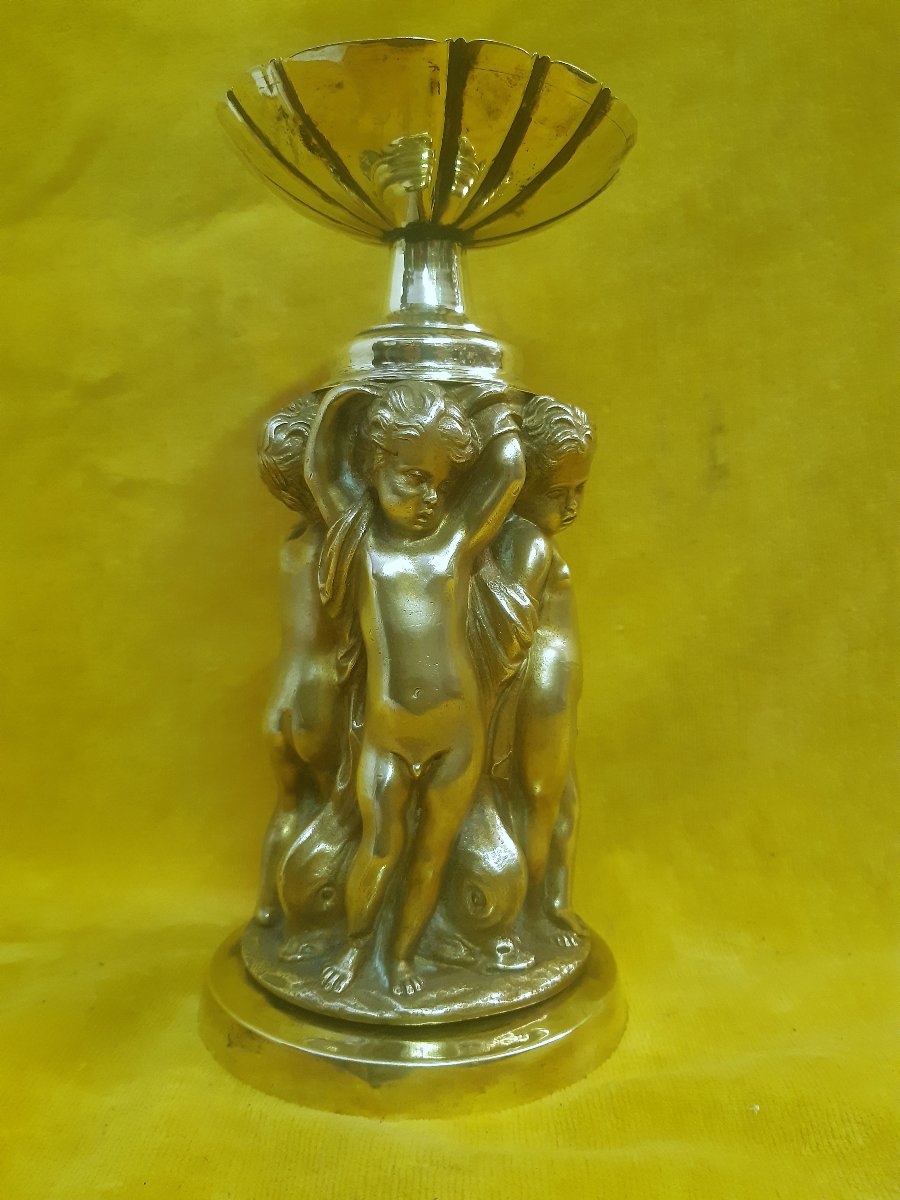 Round Table Centerpiece With Putties, Cherubs, And Dolphins By St. Clodion, Bronze And Gilded Brass, 18th Century-photo-4