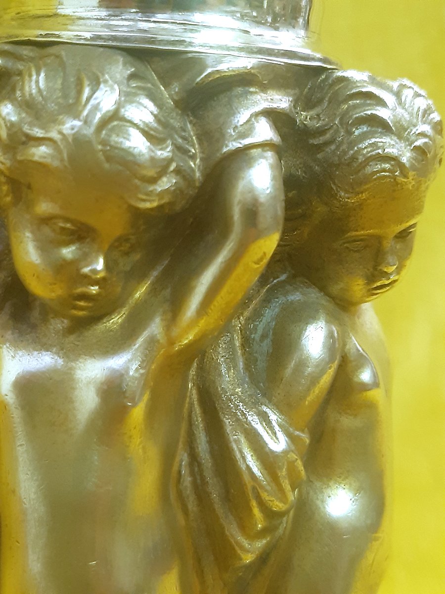 Round Table Centerpiece With Putties, Cherubs, And Dolphins By St. Clodion, Bronze And Gilded Brass, 18th Century-photo-7