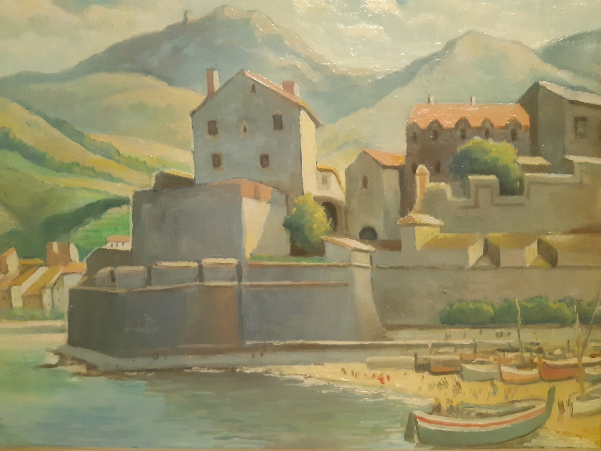 Post-impressionist Seascape: Collioure, "the City Of Painters"—château Royales And The Port By R. Pavard -photo-2