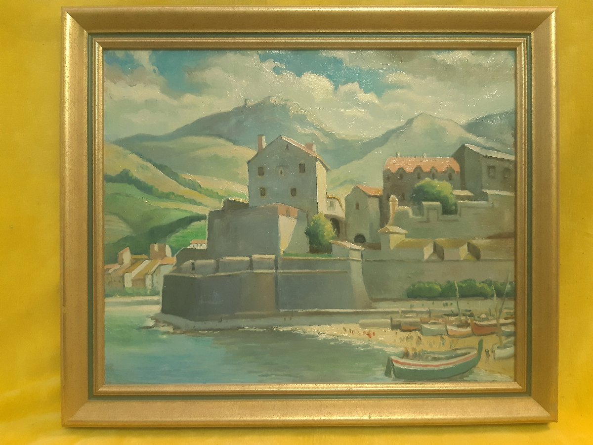 Post-impressionist Seascape: Collioure, "the City Of Painters"—château Royales And The Port By R. Pavard 